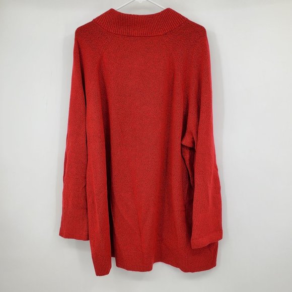 Talbots Plus Red Long Sleeved Women's Tunic Button Neck Sweater 3X - Picture 2 of 10